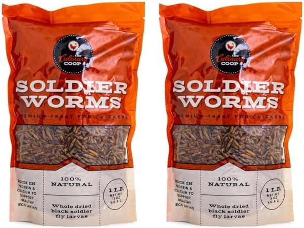 Fluker'S Culinary Coop Premium Chicken Treats, Dried Soldier Worms, Packed with Protein and Calcium, 100% Natural Rich Grubs for Chicken, Backyard Birds, and Reptiles