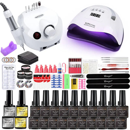 Manicure Set And Nail Lamp All-In-One Gel Nail Polish Kit For Beginner S27