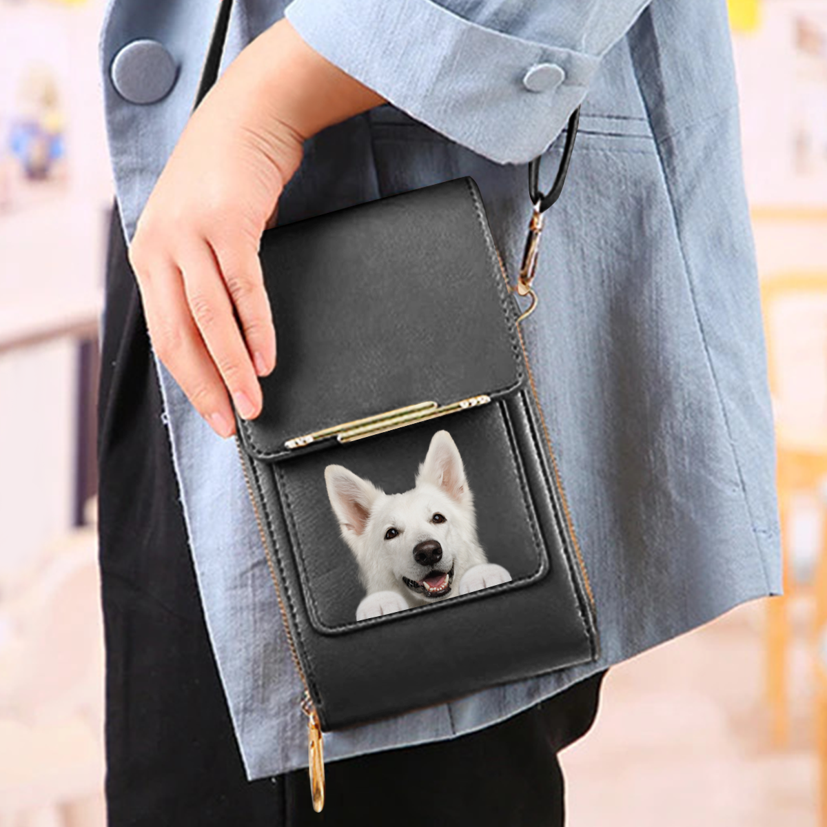 Berger Blanc Suisse - Touch Screen Phone Wallet Case Crossbody Purse V1