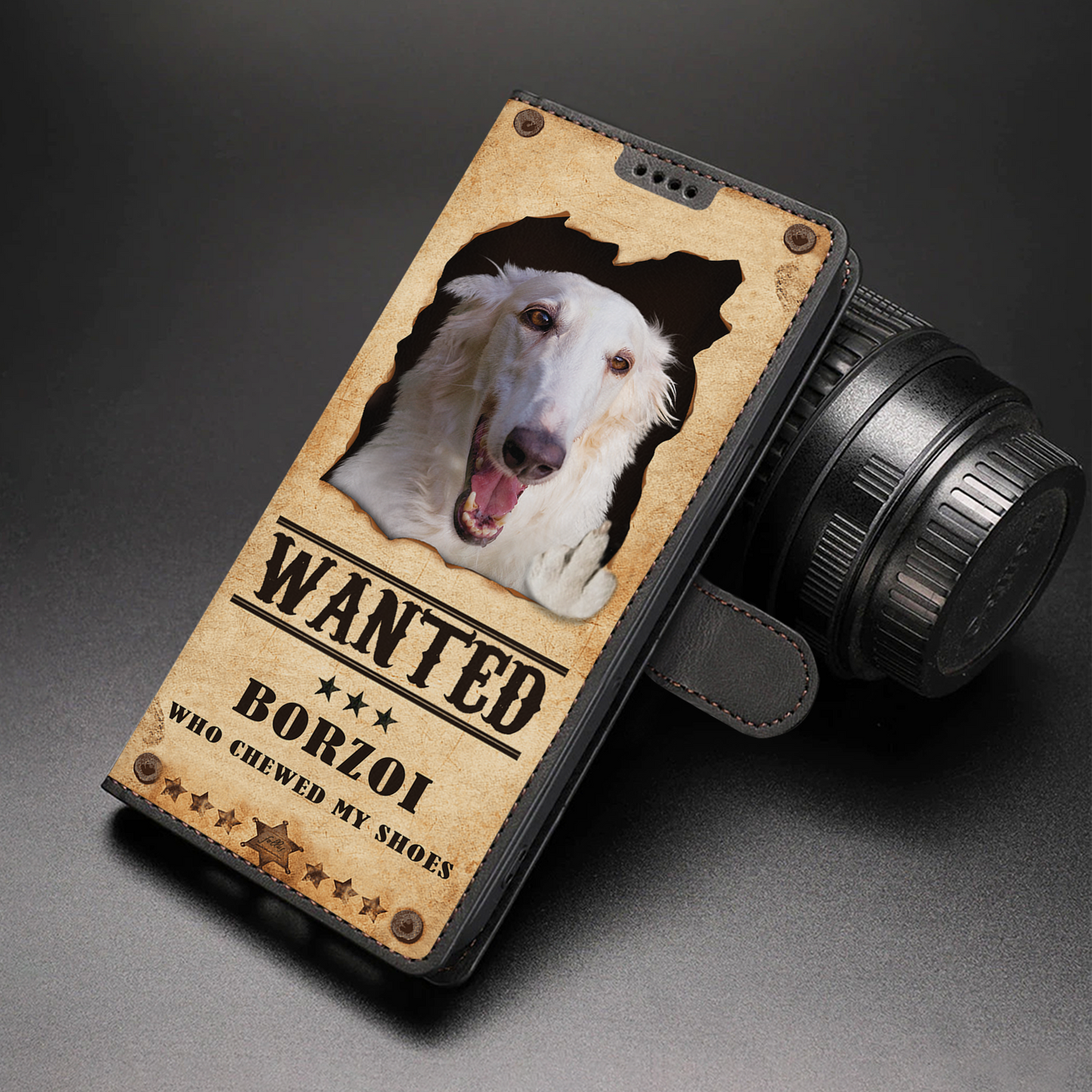 Borzoi Wanted - Fun Wallet Phone Case V1