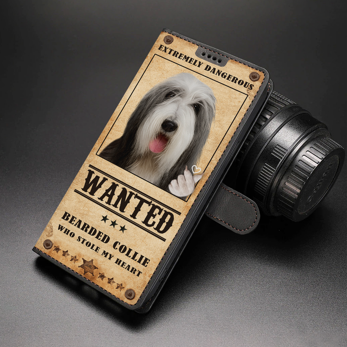 Heart Thief Bearded Collie - Love Inspired Wallet Phone Case V1