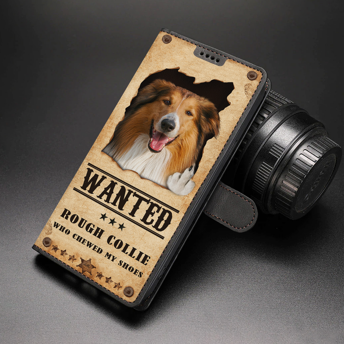 Rough Collie Wanted - Fun Wallet Phone Case V1