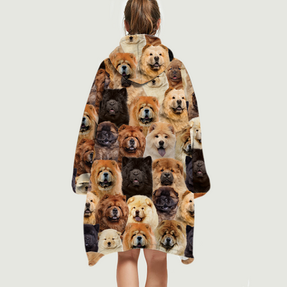 Warm Winter With Chow Chows - Fleece Blanket Hoodie