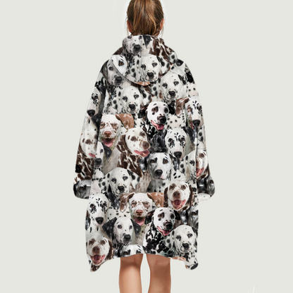 Warm Winter With Dalmatians - Fleece Blanket Hoodie