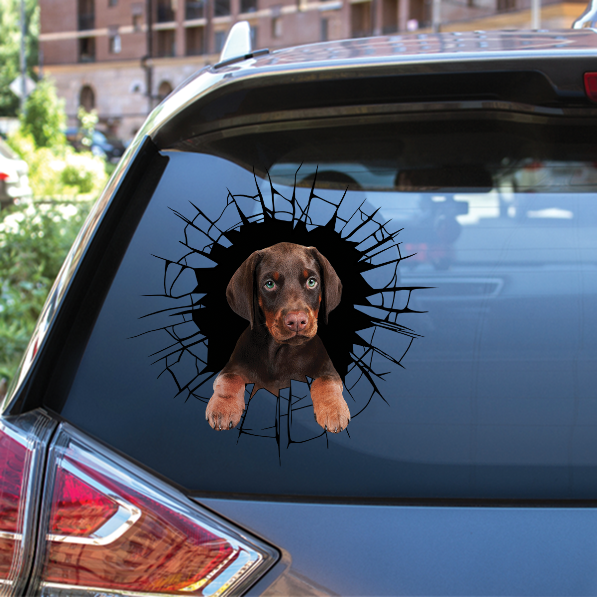 Entrez - Il est temps de faire du shopping - Doberman Pinscher Autocollant de voiture/porte/réfrigérateur/ordinateur portable V2