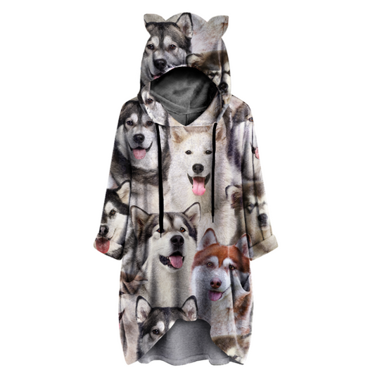A Bunch Of Alaskan Malamutes - Hoodie With Ears V1