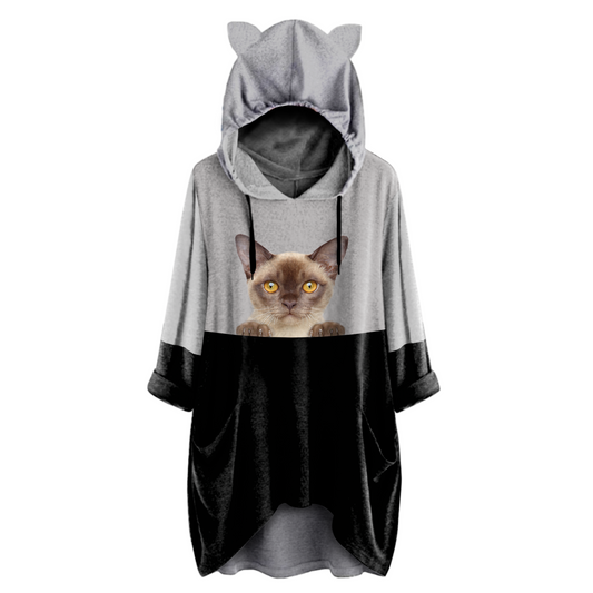Can You See Me Now - Burmese Cat Hoodie With Ears V1