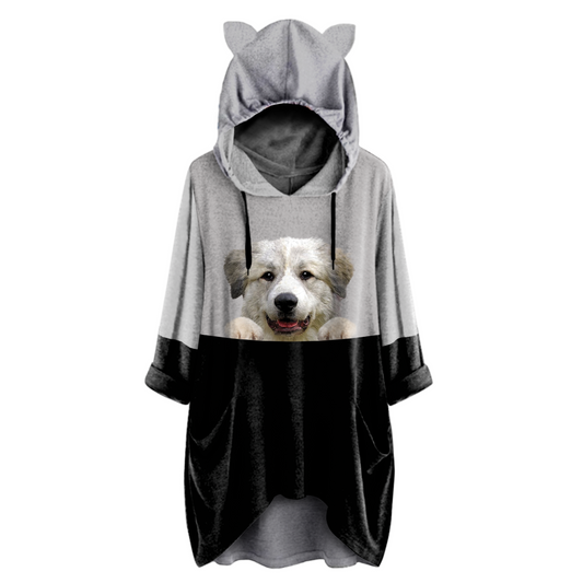 Can You See Me Now - Great Pyrenees Hoodie With Ears V1
