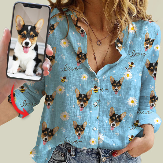 Bee Daisy Personalized Blouse With Your Pet's Photo V3