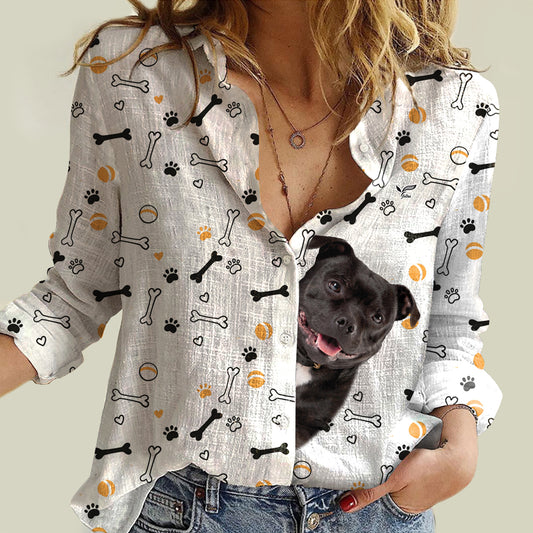 Cute Staffordshire Bull Terrier Mom - Follus Women's Long-Sleeve Shirt