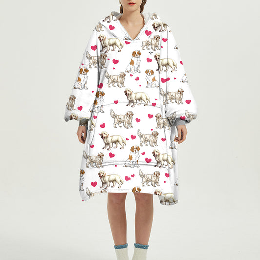Cute Winter - Clumber Spaniel Fleece Blanket Hoodie