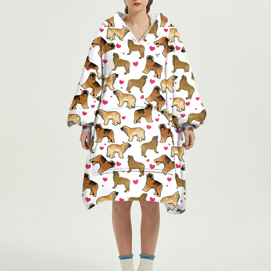 Cute Winter - Leonberger Fleece Blanket Hoodie
