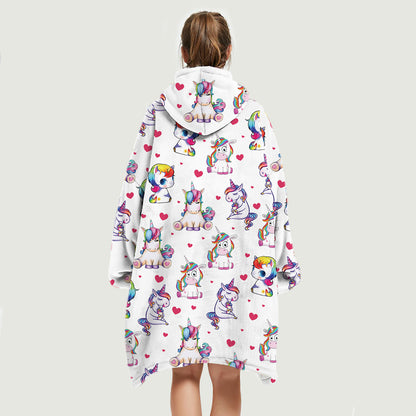 Cute Winter - Unicorn Fleece Blanket Hoodie