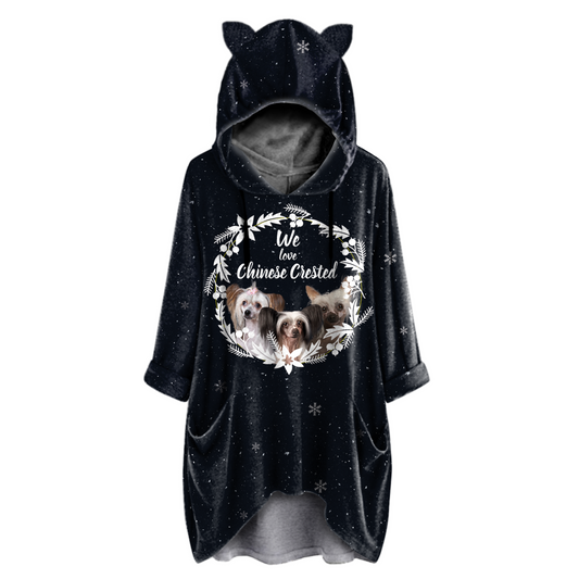 Cute Chinese Crested - Hoodie With Ears V4