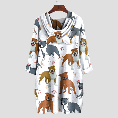Cute Staffordshire Bull Terrier - Hoodie With Ears V1