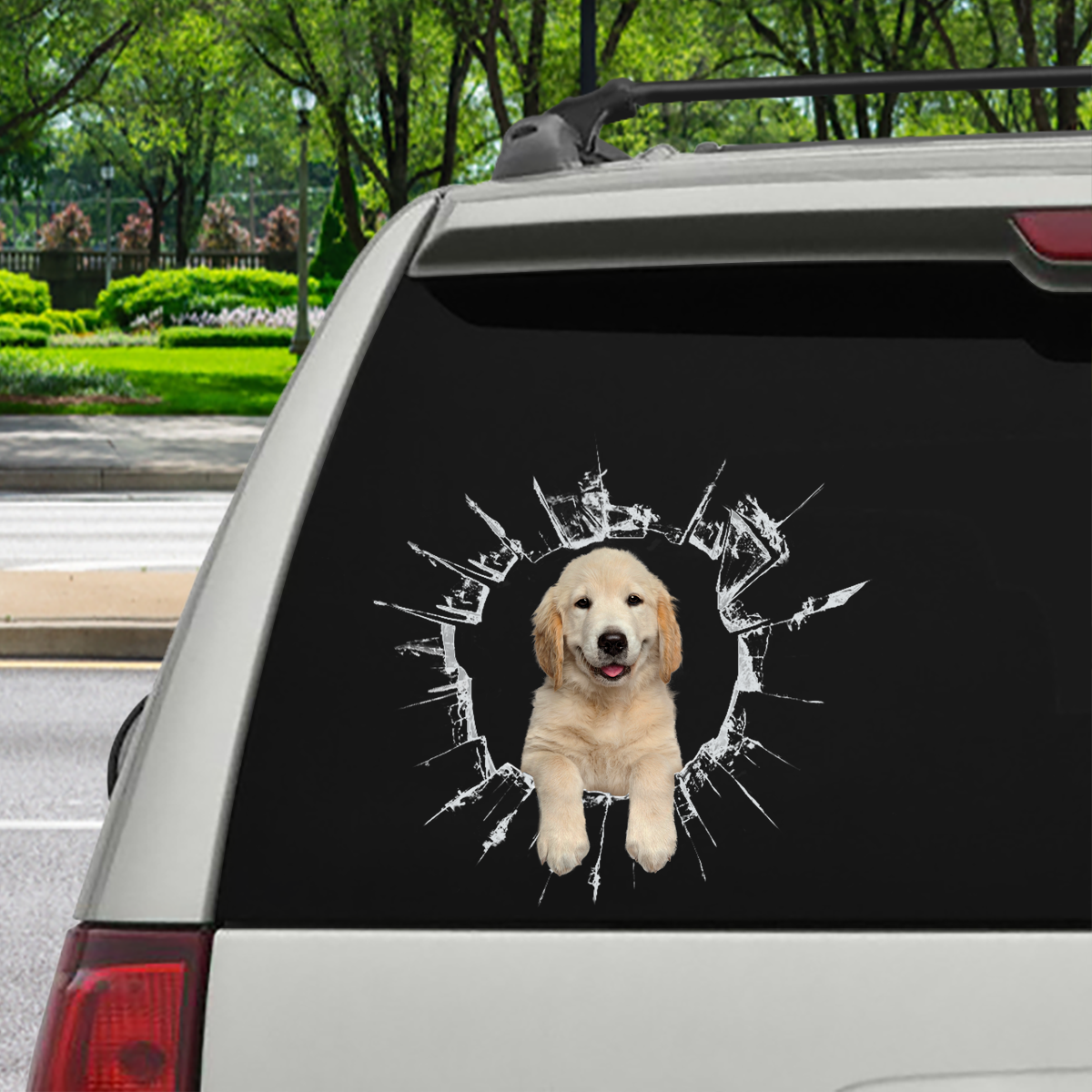 Get In - It's Time For Shopping - Golden Retriever Car Sticker V1