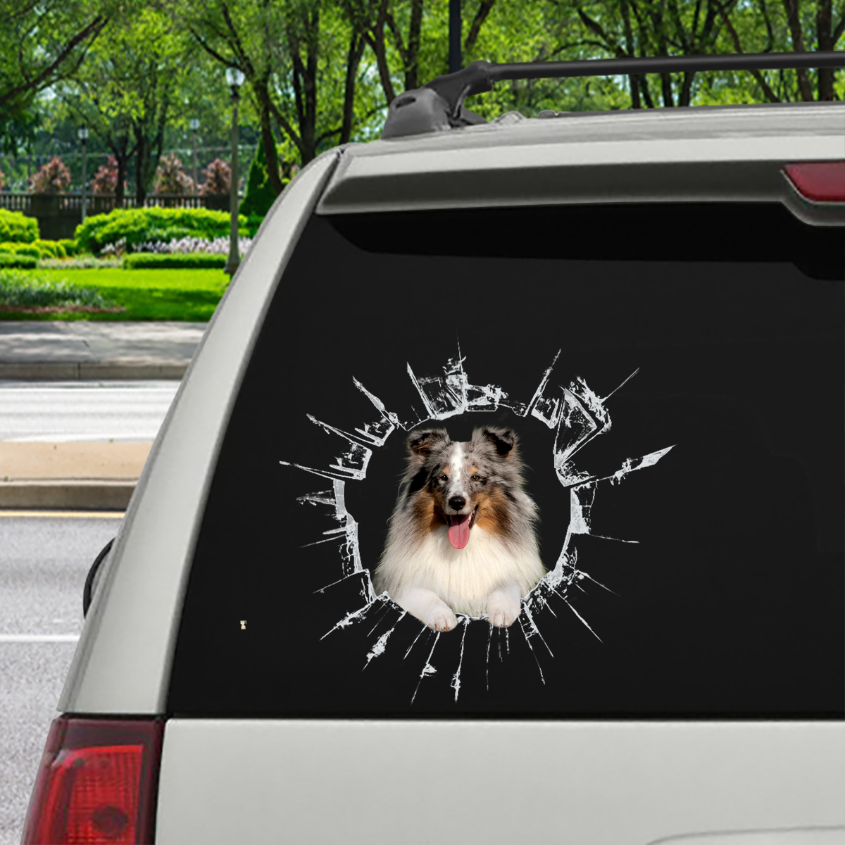 Get In - It's Time For Shopping - Shetland Sheepdog Car Sticker V2