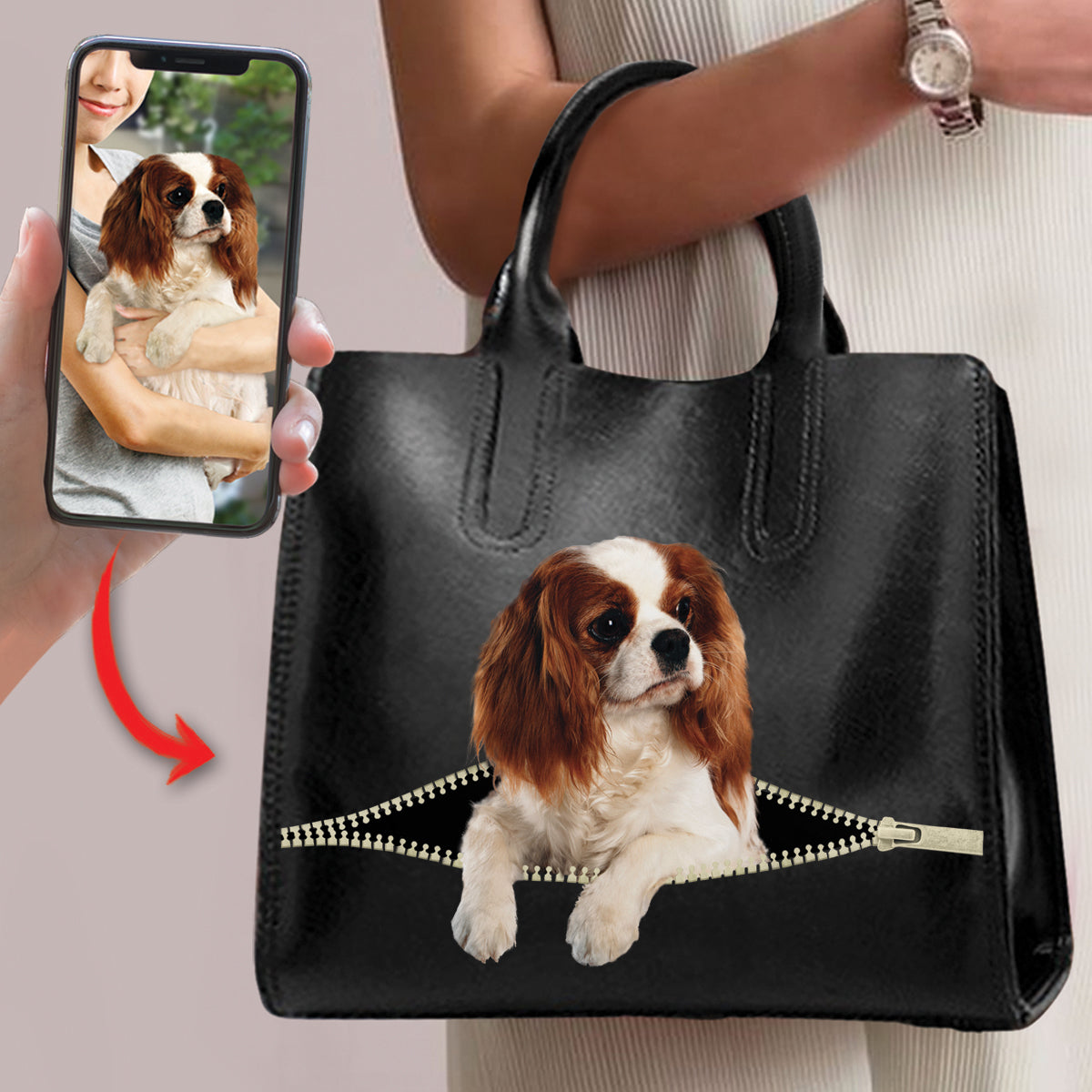 Love You - Personalized Luxury Handbag With Your Pet's Photo V1