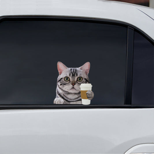 Good Morning - American Shorthair Cat Car/ Door/ Fridge/ Laptop Sticker V1