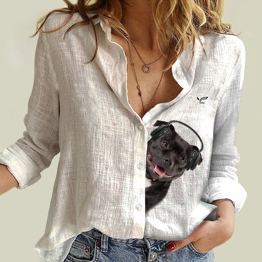 Great Music With Staffordshire Bull Terrier - Follus Women's Long-Sleeve Shirt V1