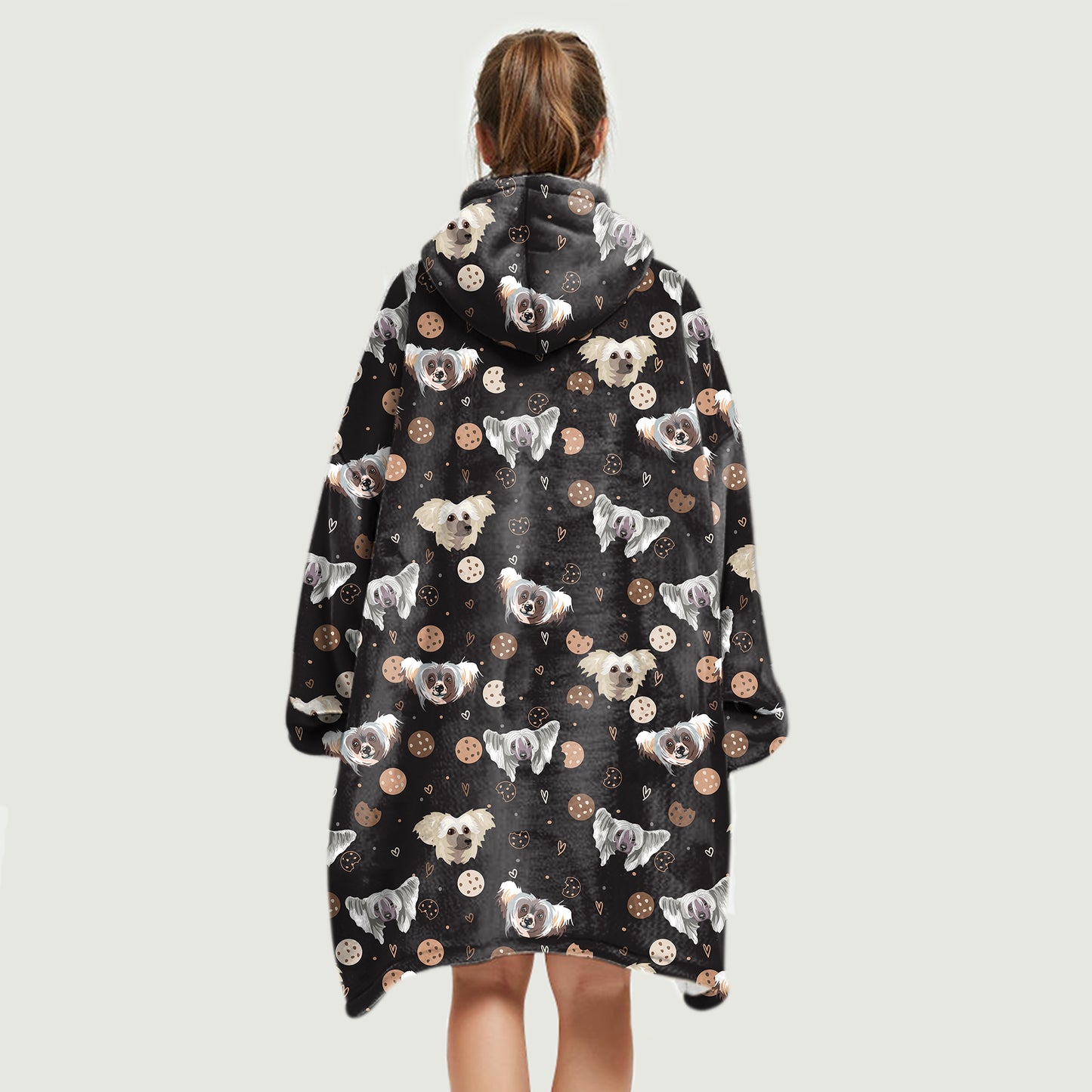 Hello Winter - Chinese Crested Fleece Blanket Hoodie V1