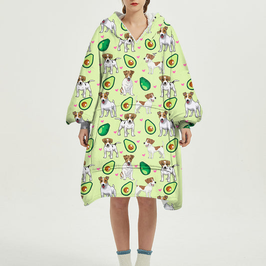 I Love Avocados - Jack Russell Terrier Fleece Blanket Hoodie