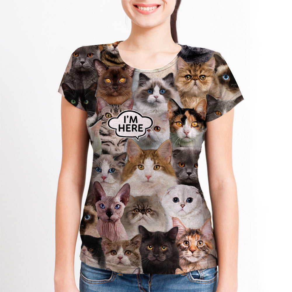 I'm Here - Norwegian Forest Cat T-shirt V1