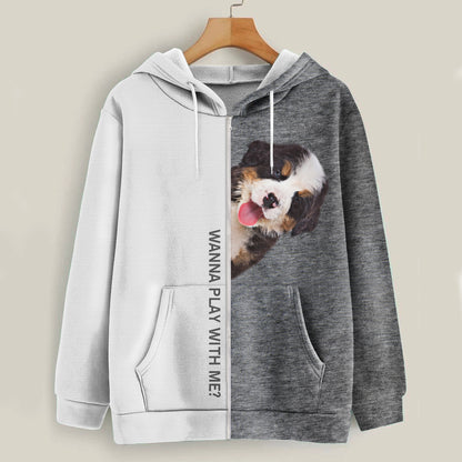 Funny Happy Time - Bernese Mountain Hoodie V1