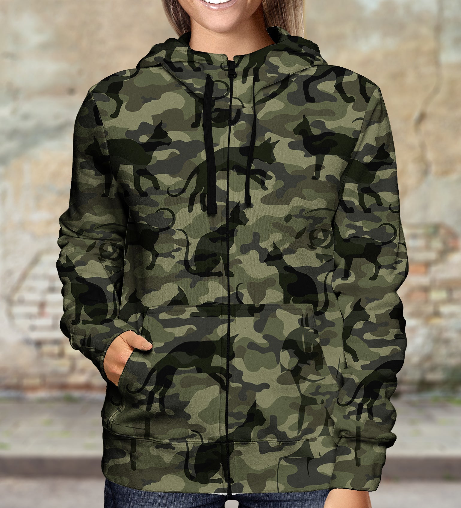 Street Style With Sphynx Cat Camo Hoodie V1 – Follus