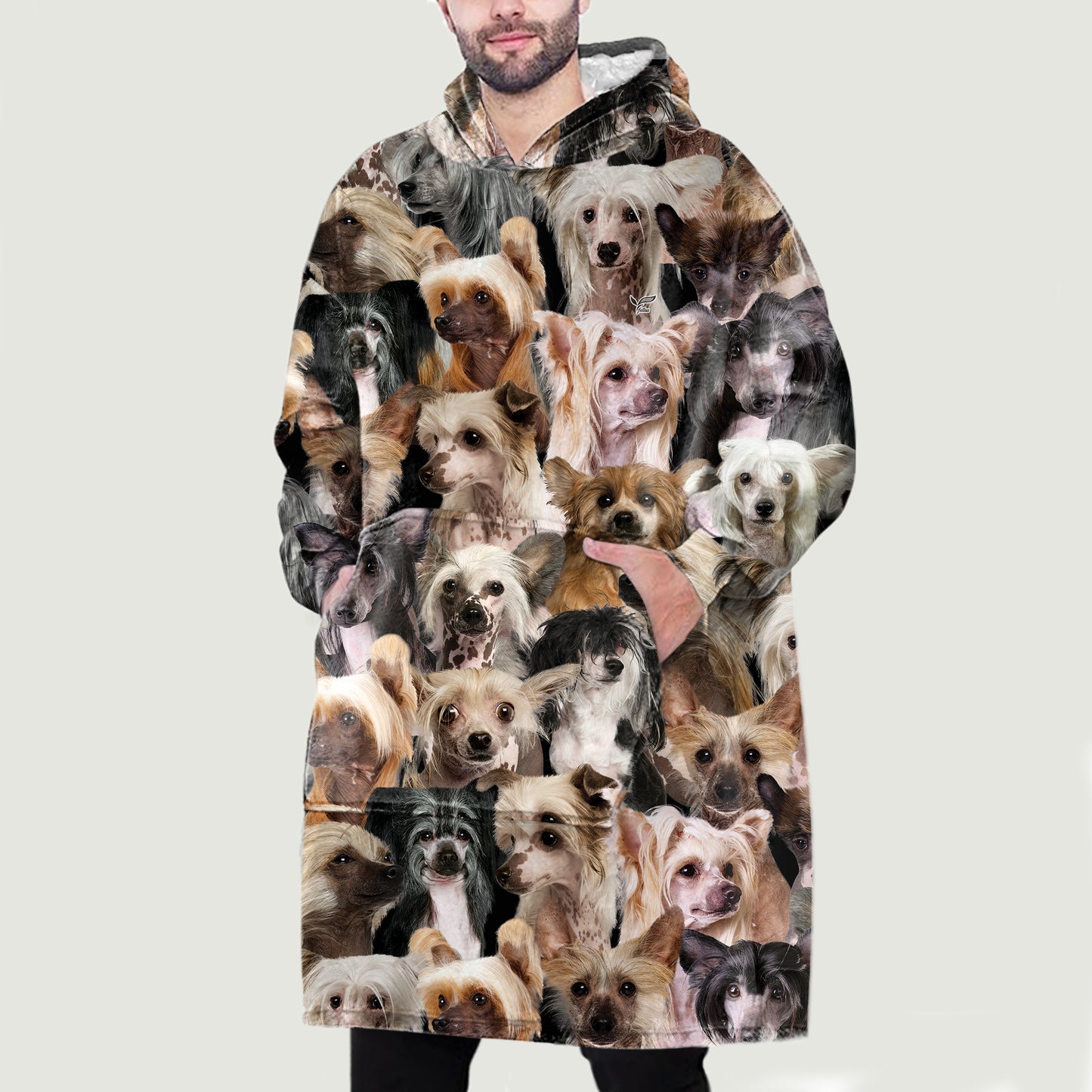 Warm Winter With Chinese Cresteds - Fleece Blanket Hoodie