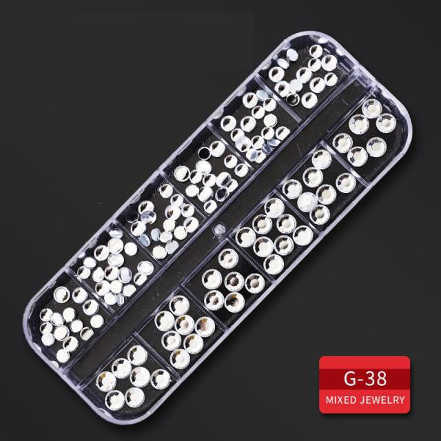 3D Glitter Nail 12 Grid Multi-Size FM