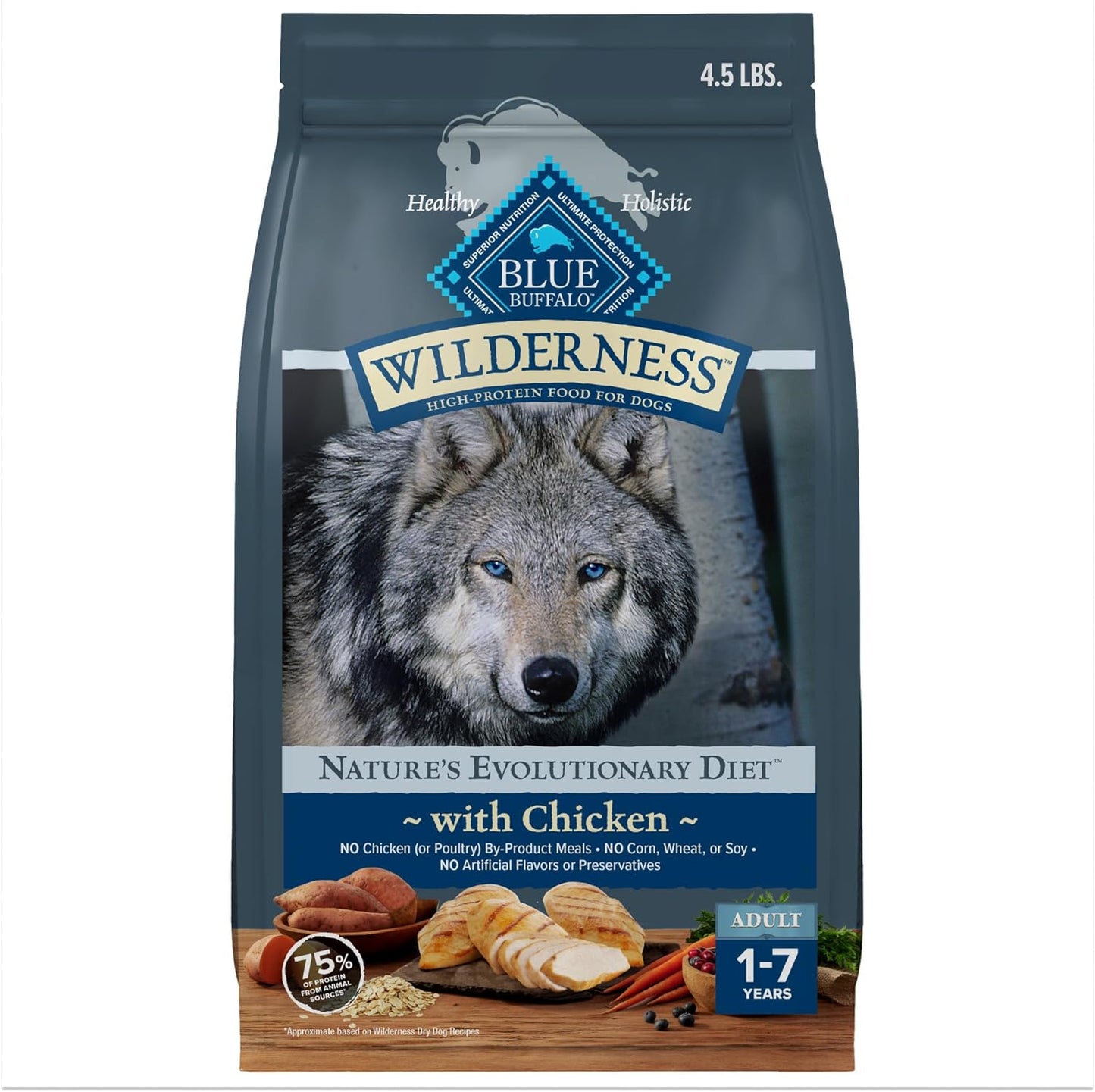 Blue Buffalo Wilderness Natural High-Protein Dry Food for Adult Dogs