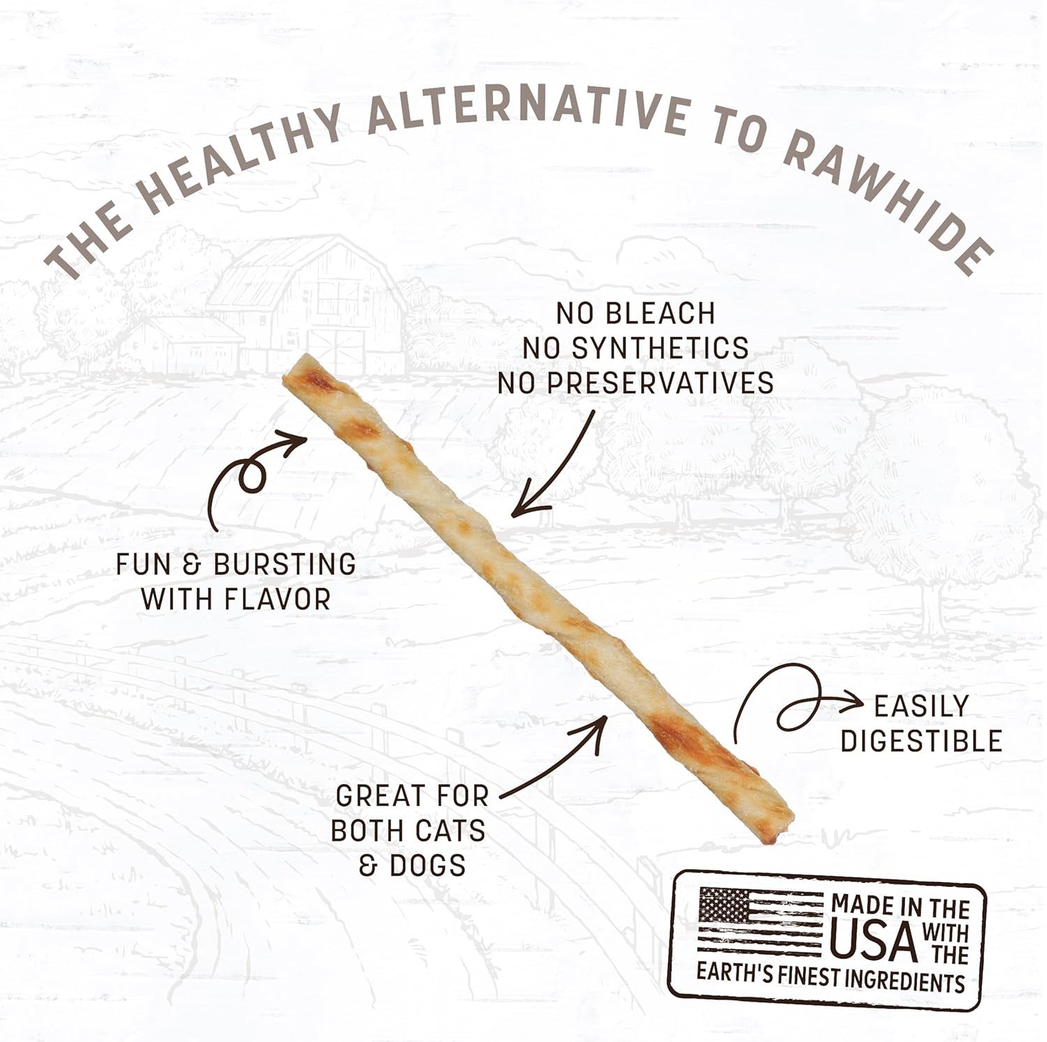 Earth Animal No Hide Stix Flavored Natural Rawhide Free Dog Chews Long Lasting Dog Chew Sticks, Dog Treats for Small Dogs and Cats, Great Dog Chews for Aggressive Chewers