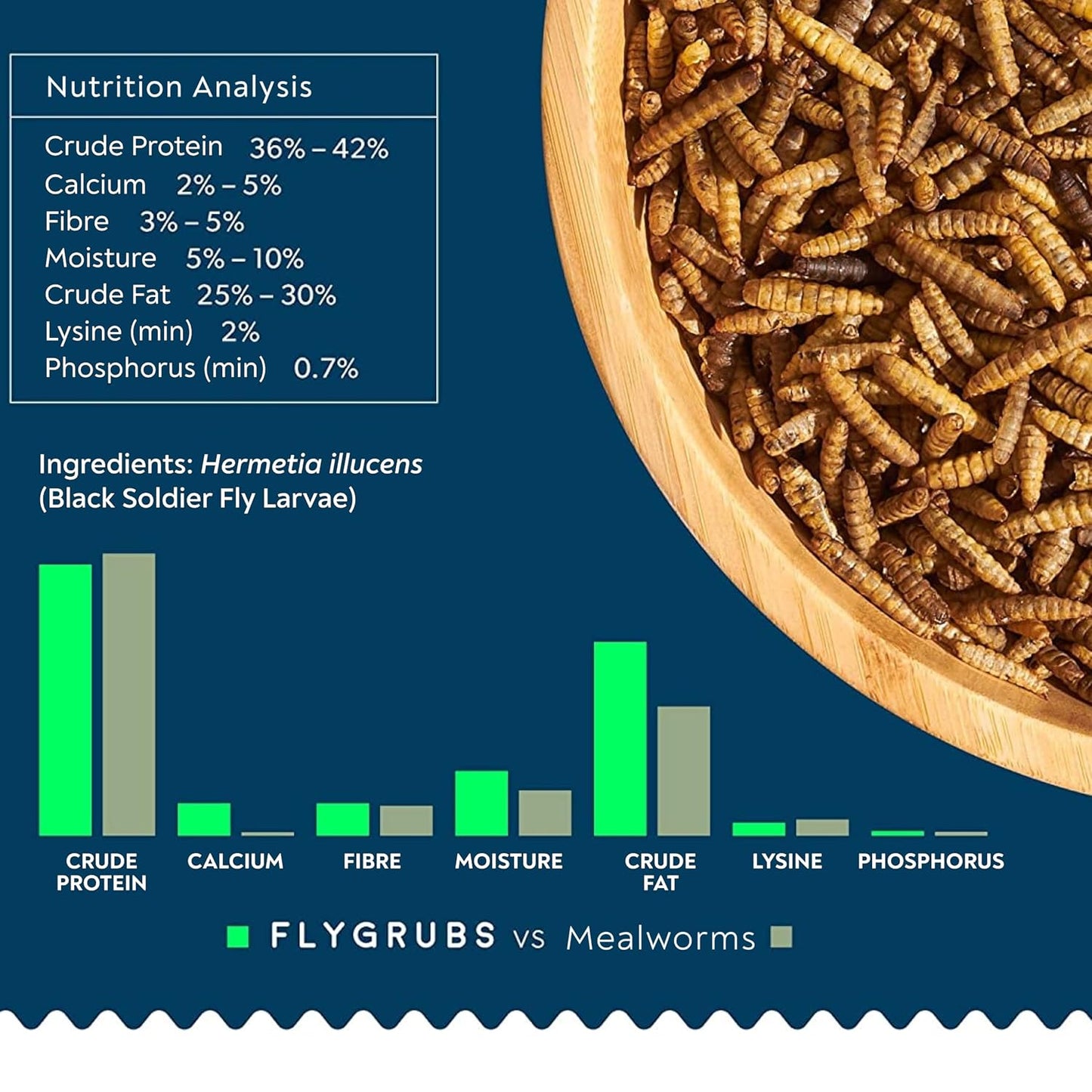 FLYGRUBS Dried Black Soldier Fly Larvae for Chickens - High Calcium Treats for Laying Hens, Ducks, Turkeys, Wild Birds - Non-Gmo, Nutrient-Rich, No Additives, 85X More Calcium than Mealworms