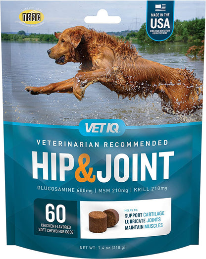 Glucosamine Hip & Joint Supplement for Dogs, 180 Soft Chews, Dog Joint Support Supplement with MSM and Krill, Dog Health Supplies Large & Small Breed, Chicken Flavored Chewables