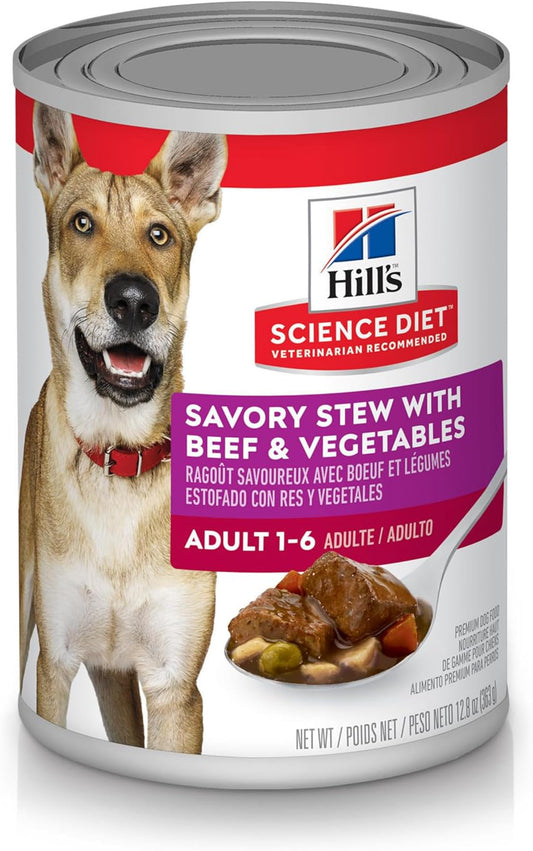 Hill'S Science Diet Adult 1-6, Adult 1-6 Premium Nutrition, Wet Dog Food, Beef & Vegetables Stew