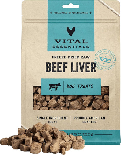 Vital Essentials Freeze Dried Raw Single Ingredient Dog Treats, Beef Liver