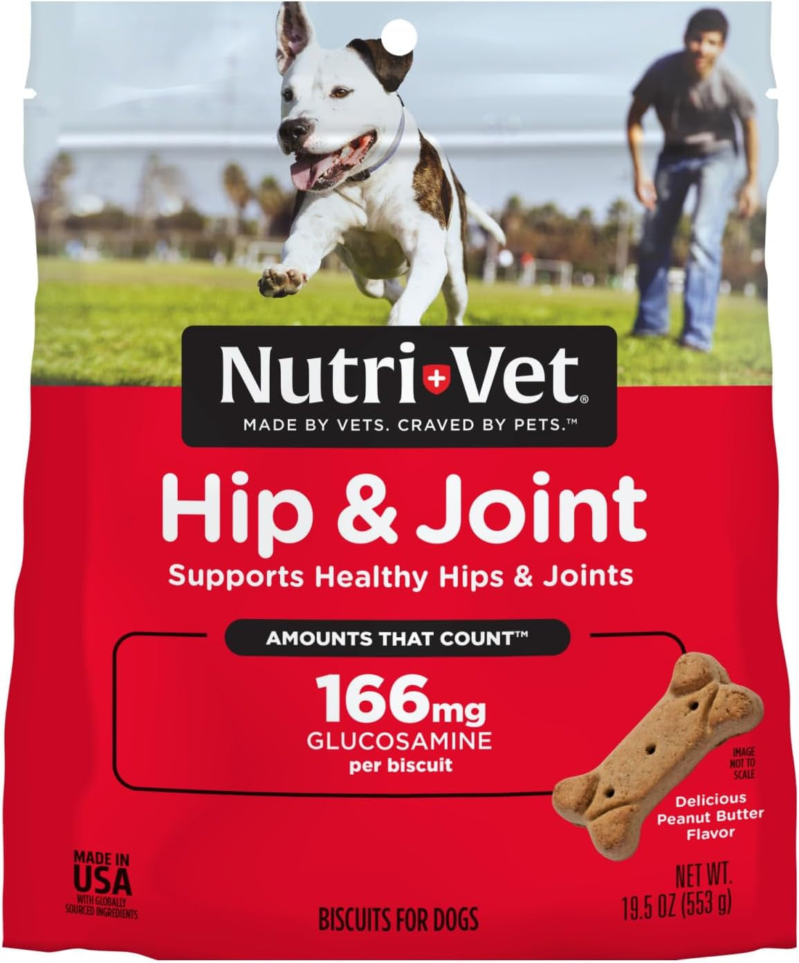 Nutri-Vet Hip & Joint Biscuits for Dogs - Tasty Dog Glucosamine Treat & Dog Joint Supplement - Large Sized Biscuit with Glucosamine