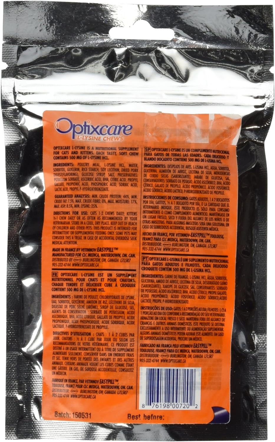 Optixcare 72-2 L-Lysine Chews for Cats & Kittens