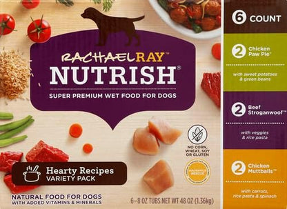 Rachael Ray Nutrish Premium Natural Wet Dog Food, Hearty Recipes Variety Pack