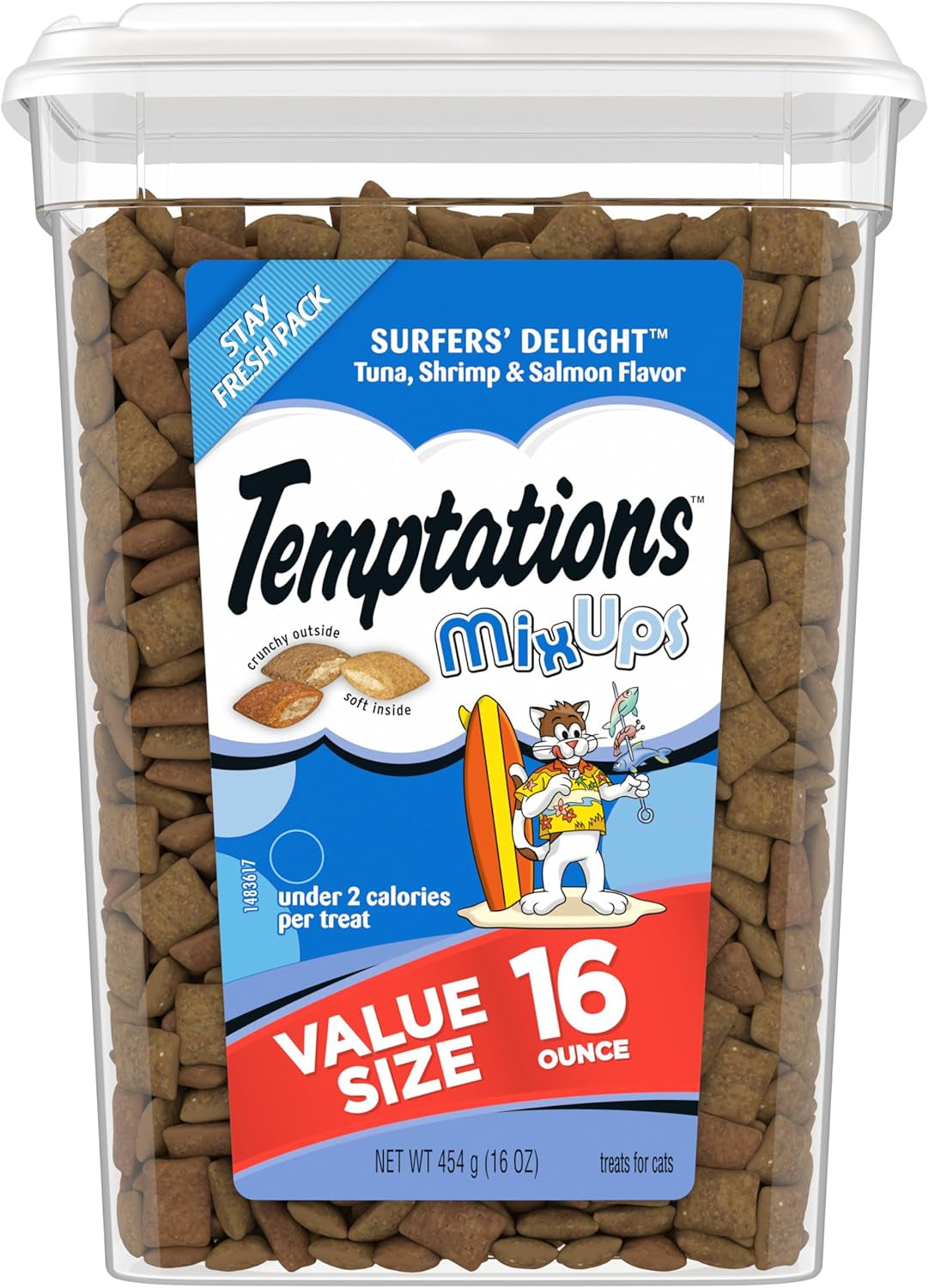 Mixups Crunchy and Soft Cat Treats Surfer'S Delight Flavor, 16 Oz. Tub