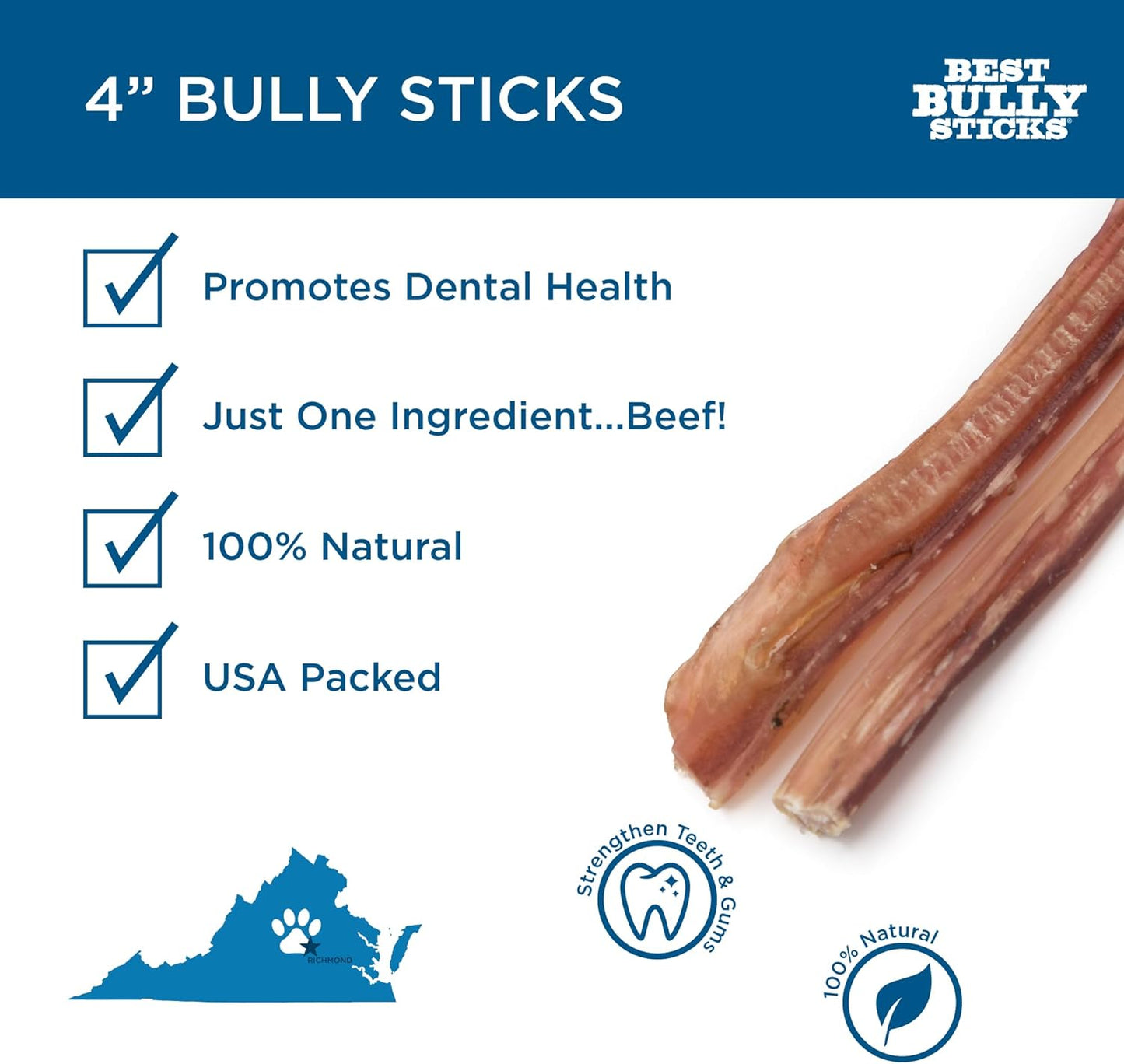 Best Bully Sticks Bully Sticks for Dogs - 100% Natural, Grass-Fed Beef, Dog Bully Sticks for Small Dogs and Puppies - Grain and Rawhide Free Bully Stick Dog Chews