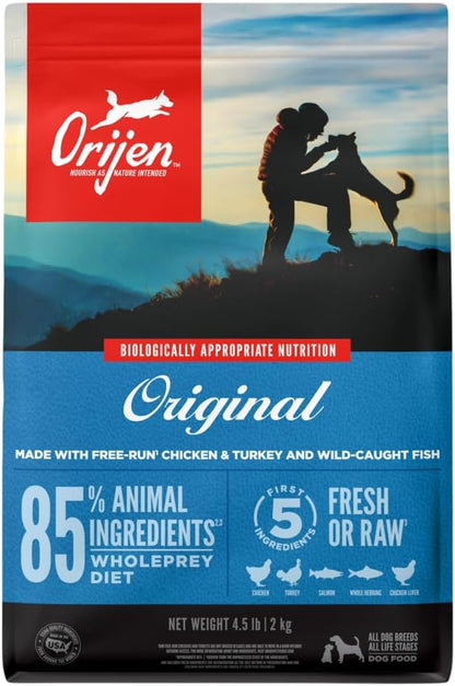 ORIJEN Original Dry Dog Food, Grain Free Dog Food for All Life Stages, Fresh or Raw Ingredients