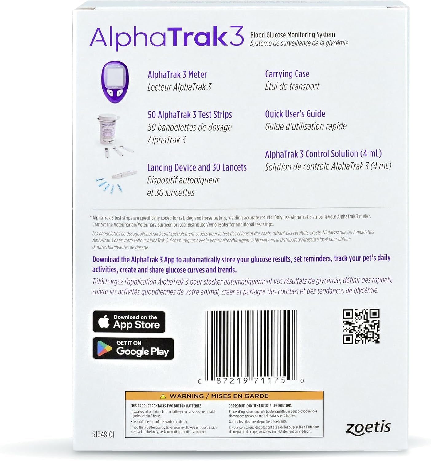 Alphatrak 3, 8 Piece Pet Blood Glucose Monitoring Kit for Diabetic Cats, Dogs, and Horses All-In-One Solution for In-Clinic or at Home, with Digital Results