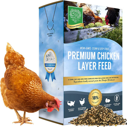 Small Pet Select Chicken Layer Feed Pellets, 18% Protein Level, Corn-Free, Soy-Free, Non-Gmo, All Natural US Locally Sourced Ingredients