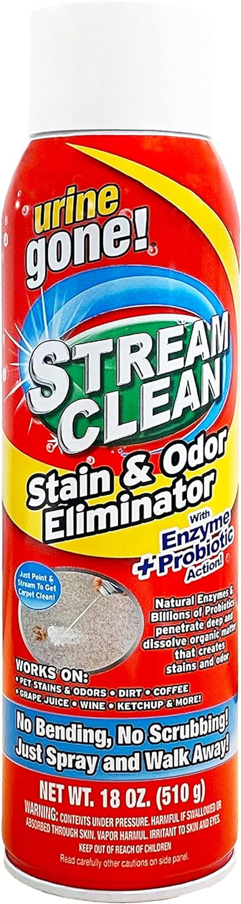 Urine Gone Stream Clean, Carpet Stain and Odor Eliminator - Heavy Duty, Deep Cleaning Enzyme Action, Destroys through Oxidation Catalysis, No Scrubbing Needed