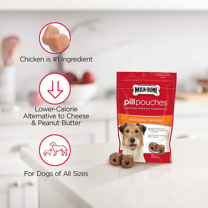 Milk-Bone Pill Pouches Dog Treats, Real Chicken Flavor