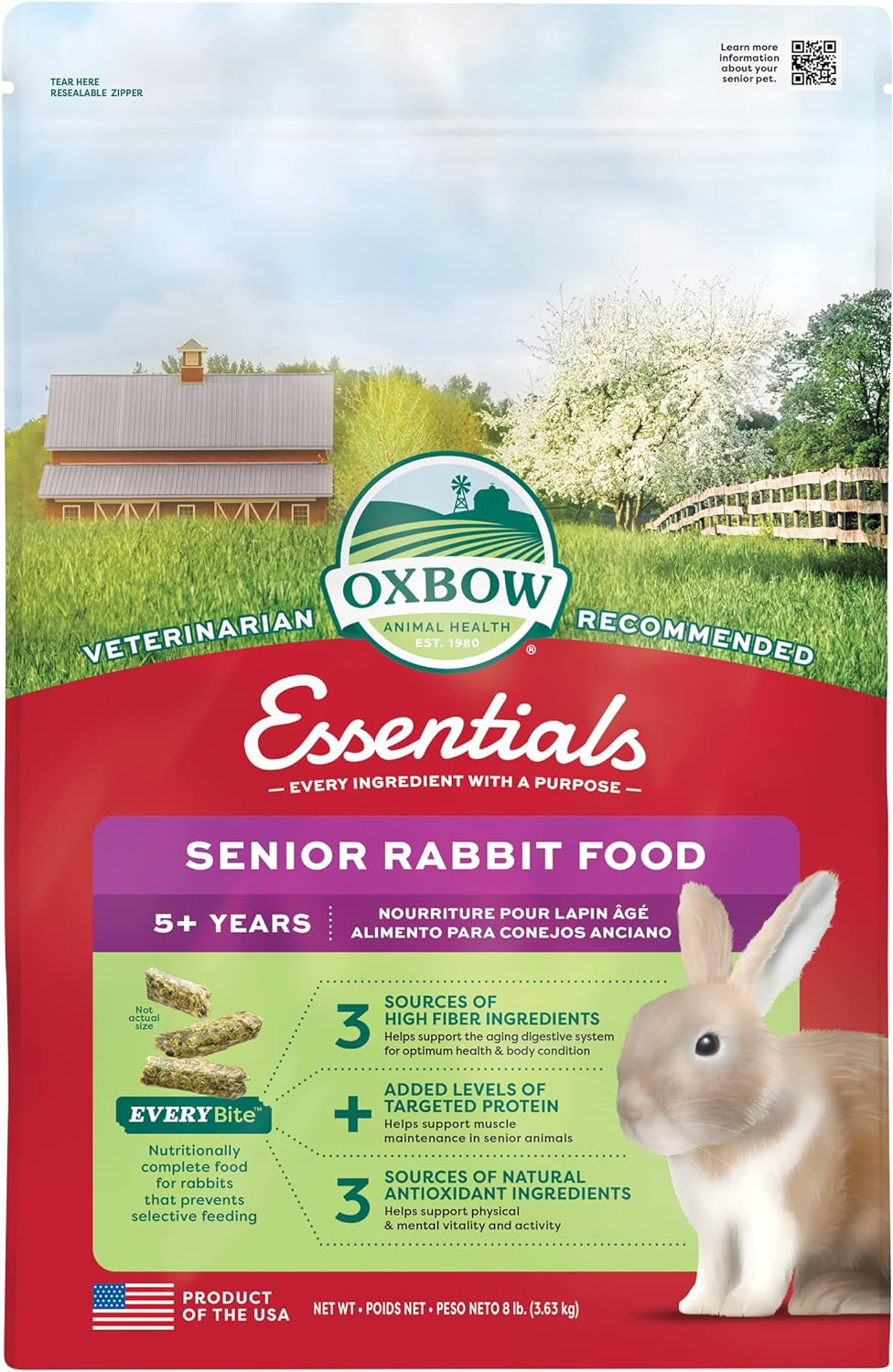 Essentials Adult Rabbit Food - All Natural Adult Rabbit Pellets - Veterinarian Recommended- No Seeds, Fruits, or Artificial Ingredients- All Natural Vitamins & Minerals- Made in the USA- 10 Lb.