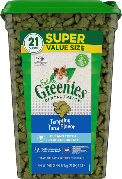 FELINE GREENIES Natural Dental Care Cat Treats Tempting Tuna Flavor