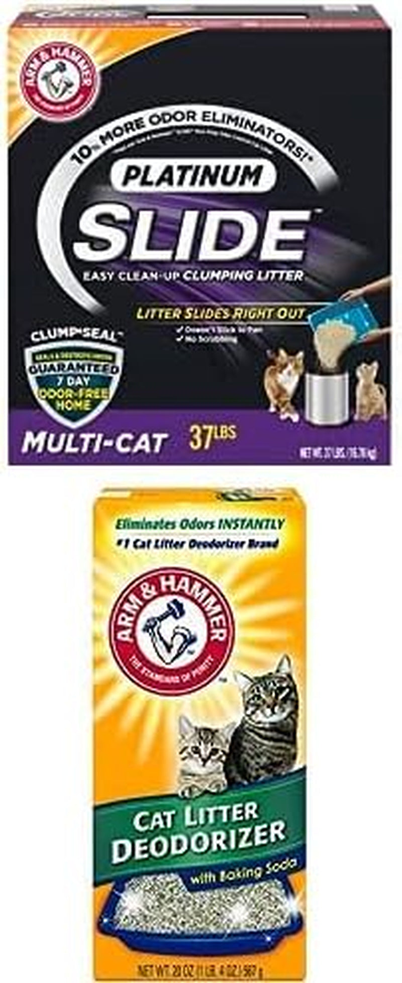 Arm Hammer SLIDE Platinum Multi-Cat Easy Clean-Up Clumping Cat Litter, 14 Days of Odor Control 18 Lb